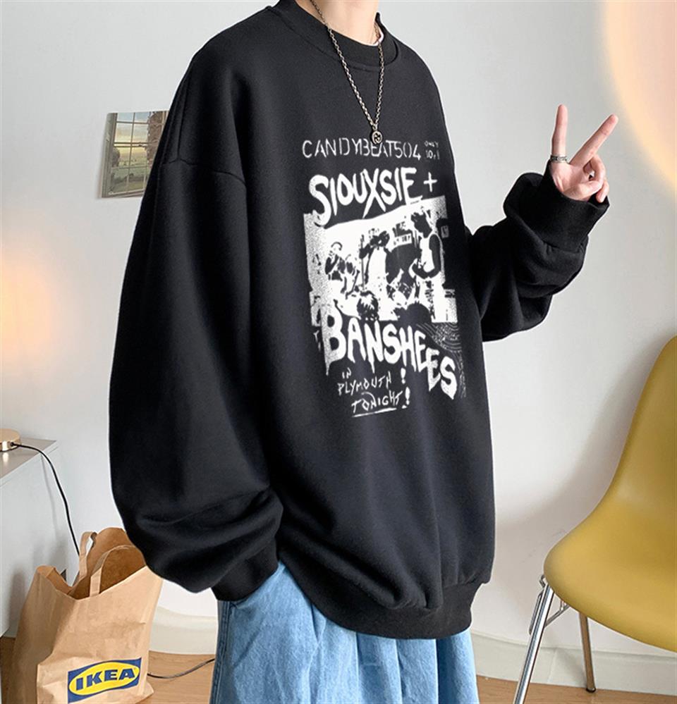 ESC BUTİK Siouxsie Banshees Baskılı Siyah Unisex Oversize Bisiklet Yaka Sweatshirt