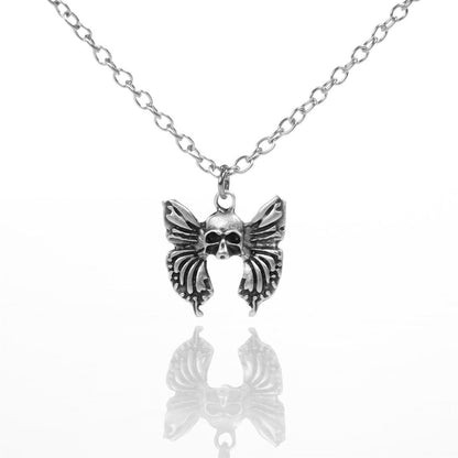 ESC BUTİK Skull and Butterfly Necklace Kolye