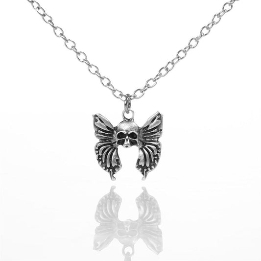 ESC BUTİK Skull and Butterfly Necklace Kolye