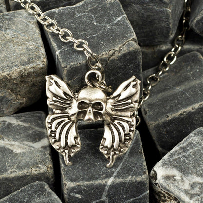 ESC BUTİK Skull and Butterfly Necklace Kolye