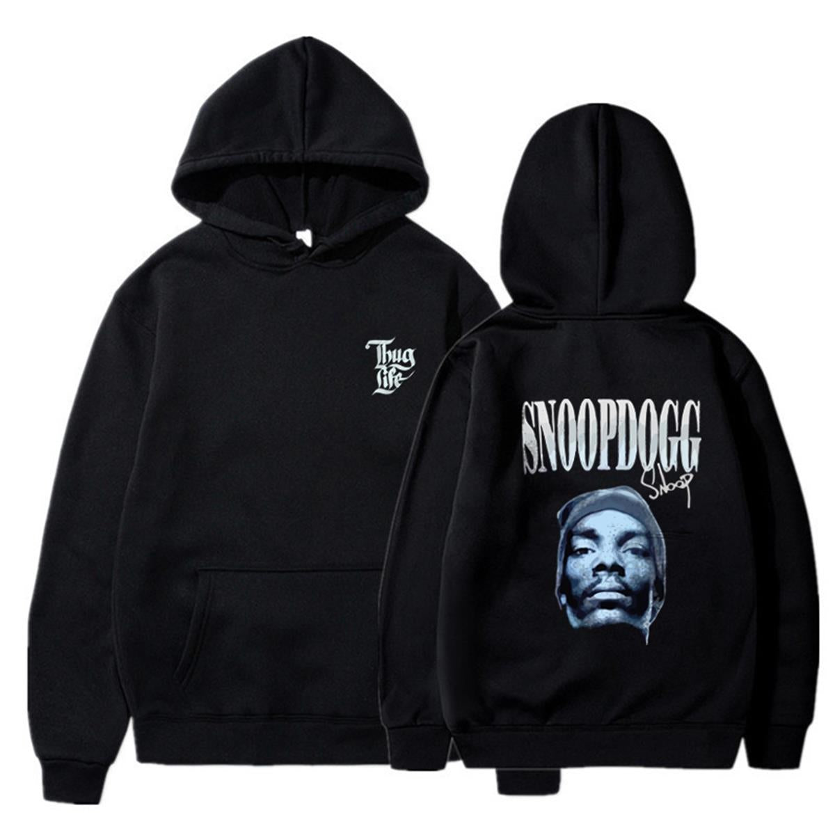 ESC BUTİK SnoopDogg Baskılı Siyah Unisex Oversize Kapüşonlu Sweatshirt