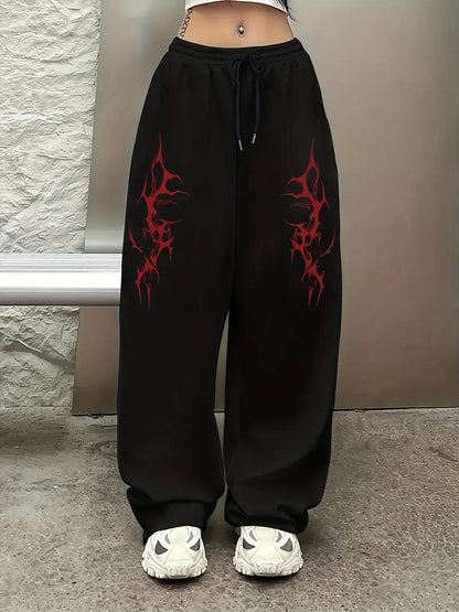 ESC BUTİK Sokak Tarzı Gothic Baskılı Unisex Baggy Eşofman