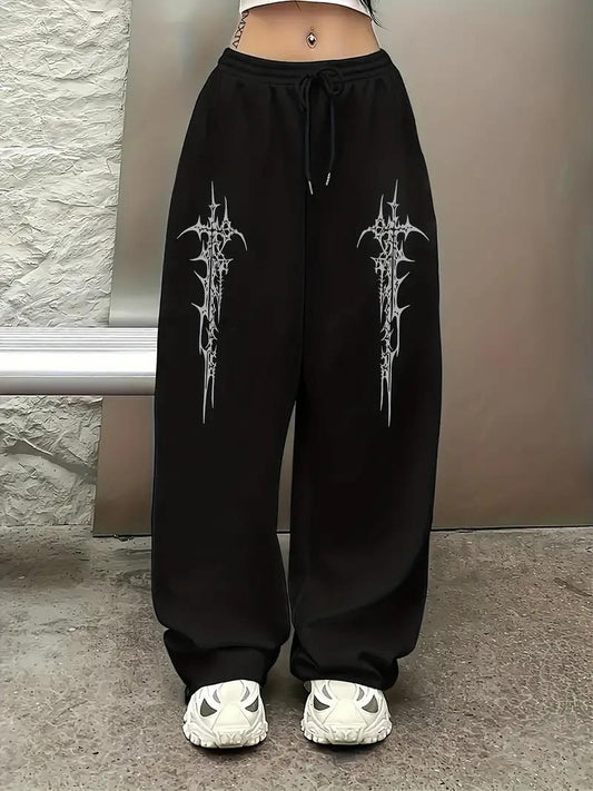 ESC BUTİK Sokak Tarzı Gothic Baskılı Unisex Baggy Eşofman