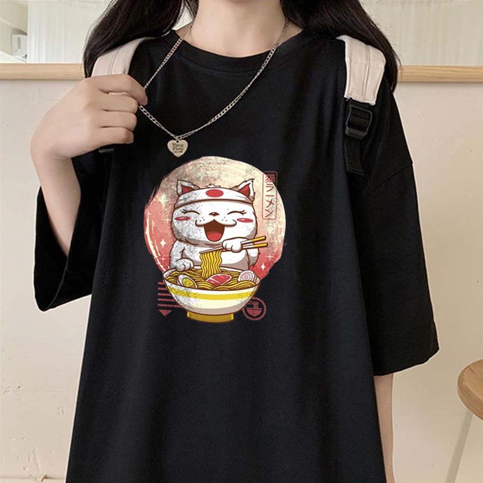 ESC BUTİK Spaghetti Cat Siyah Unisex Oversize T-shirt