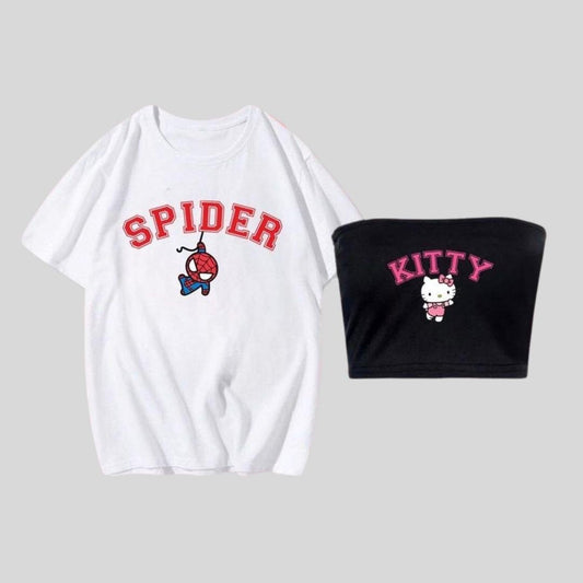 ESC BUTİK Spider And Kitty T-Shirt & Croptop