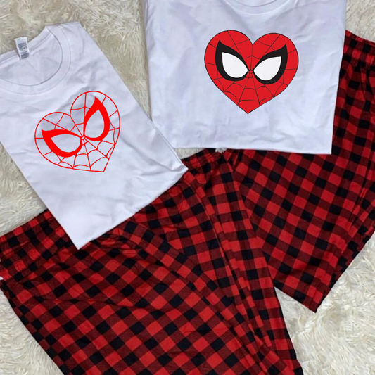 ESC BUTİK Spider Heart Baskılı Siyah Unisex Oversize Crop  Alt Üst 2 L.i Takım