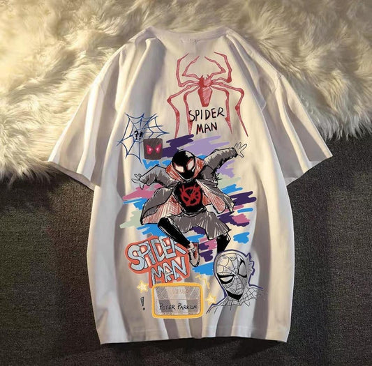 ESC BUTİK Spider Man Streetwear Baskılı Oversize T-shirt