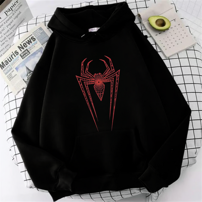 ESC BUTİK Spider Web Baskılı Unisex Oversize Hoodie