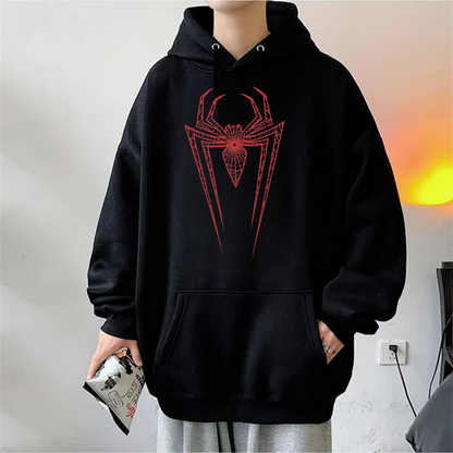 ESC BUTİK Spider Web Baskılı Unisex Oversize Hoodie