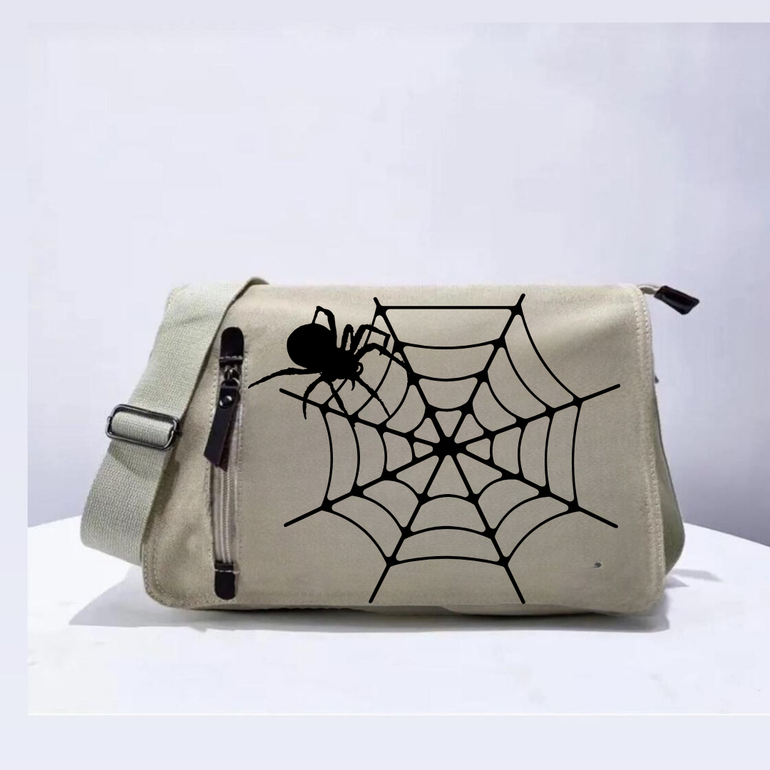 ESC BUTİK Spider Web Unisex Bej Postacı Çantası