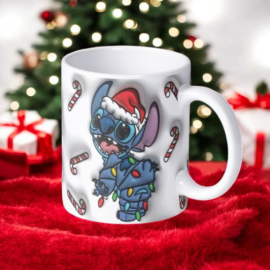 ESC BUTİK Stitch 3D Christmas Detail Baskılı Yeni Yıl Kupa