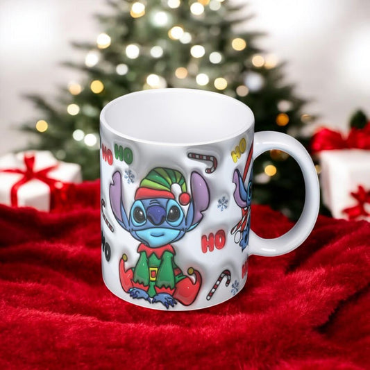 ESC BUTİK Stitch 3D Christmas Detail Baskılı Yeni Yıl Kupa