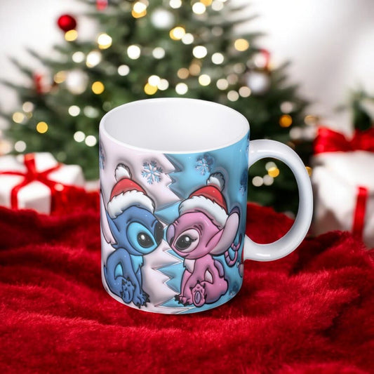 ESC BUTİK Stitch 3D Christmas Detail Baskılı Yeni Yıl Kupa