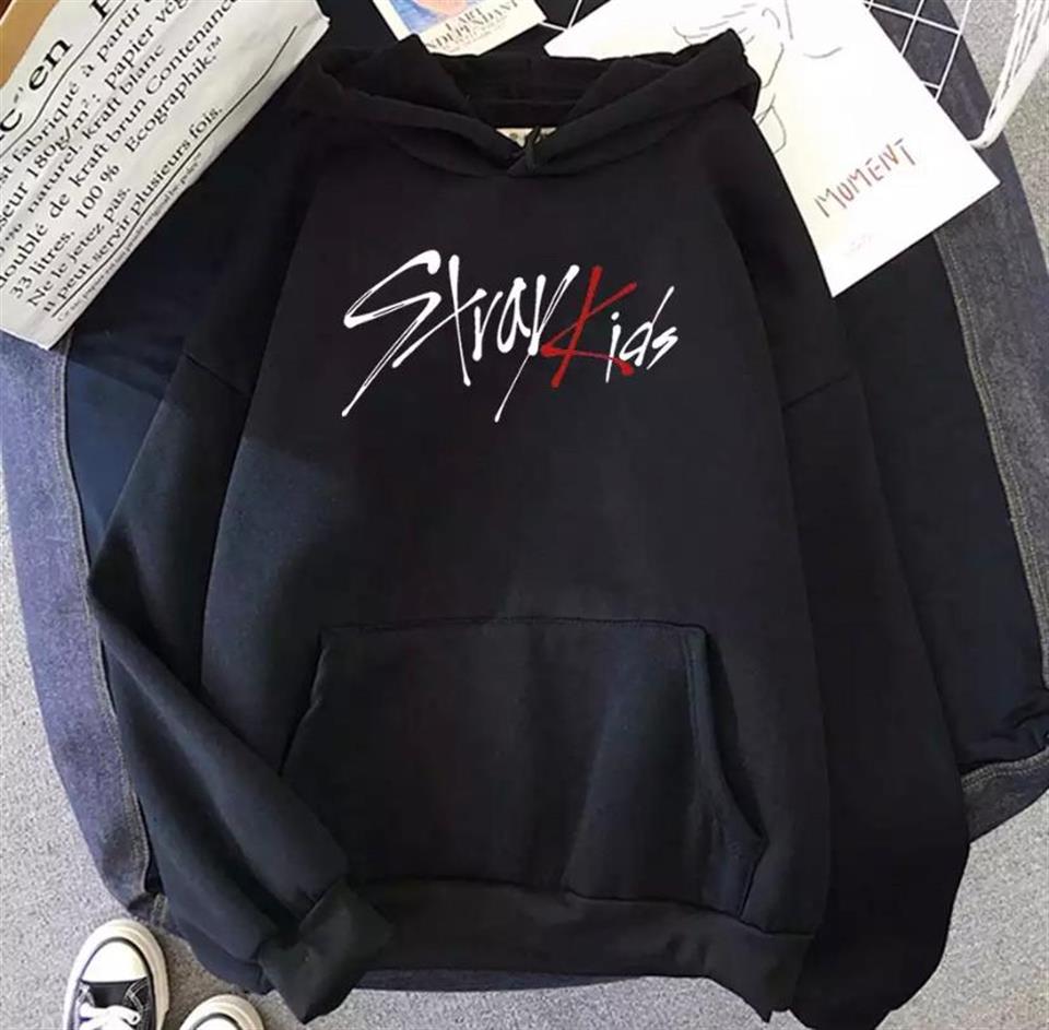 ESC BUTİK Stray Kids Siyah Kapüşonlu Oversize Sweatshirt Hoodie