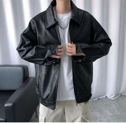 ESC BUTİK Streetwear Siyah Oversize Unisex Deri Ceket