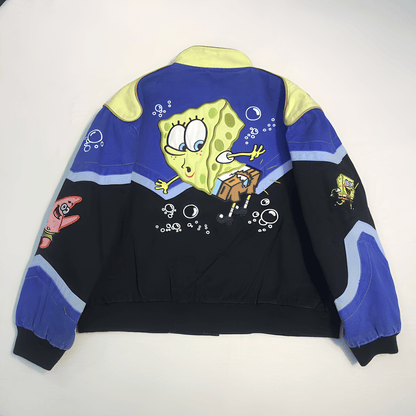 ESC BUTİK Streetwear Unisex İçi Astarlı Vintage Sponge Bob Detail Bomber Ceket