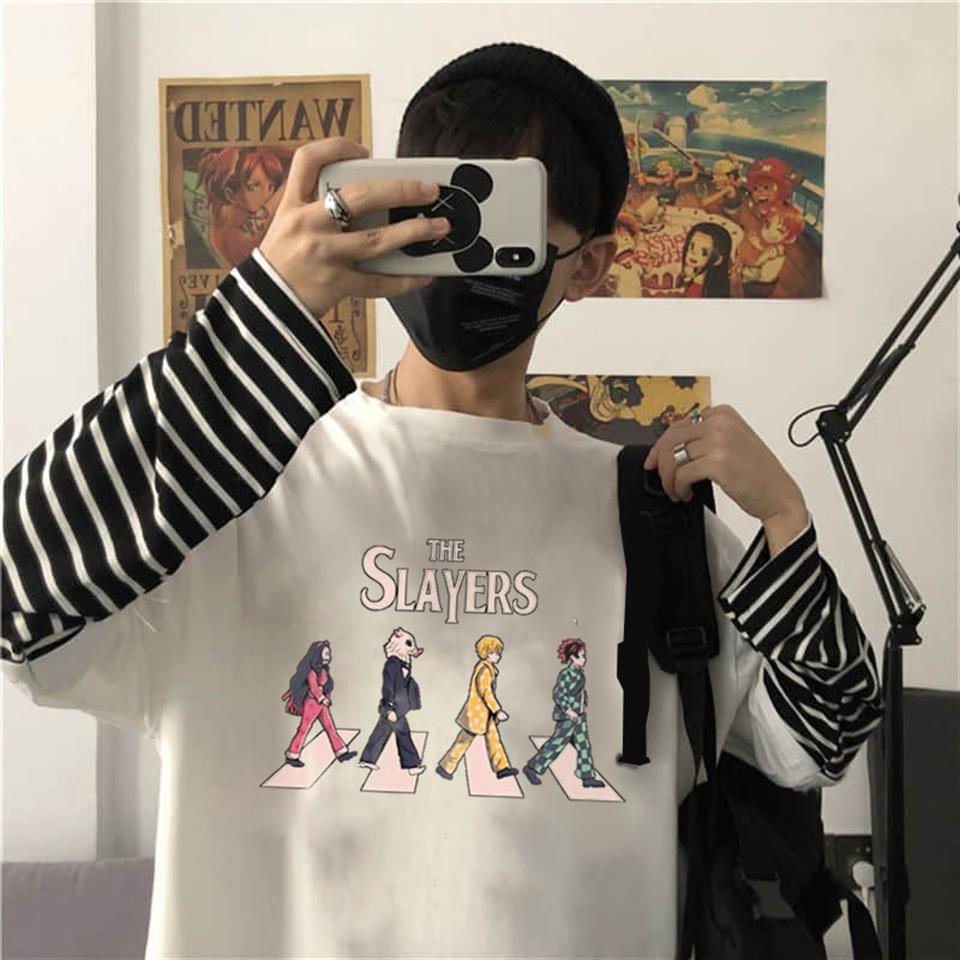 ESC BUTİK The Slayers Baskılı Fake Sleeves Unisex Beyaz T-shirt