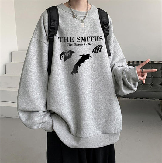 ESC BUTİK The Smiths Baskılı Gri Unisex Oversize Bisiklet Yaka Sweatshirt