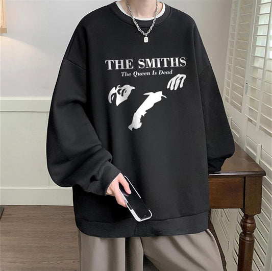 ESC BUTİK The Smiths Baskılı Siyah Unisex Oversize Bisiklet Yaka Sweatshirt