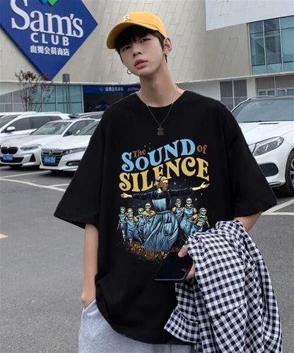 ESC BUTİK The Sound Of Silence Siyah Unisex Oversize T-shirt