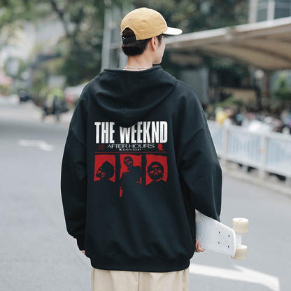 ESC BUTİK The Weeknd Ön-Arka Baskılı Siyah Unisex Oversize Kapüşonlu Sweatshirt