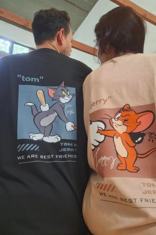 ESC BUTİK Tom & Jerry Detail Oversize Unisex T-Shirt