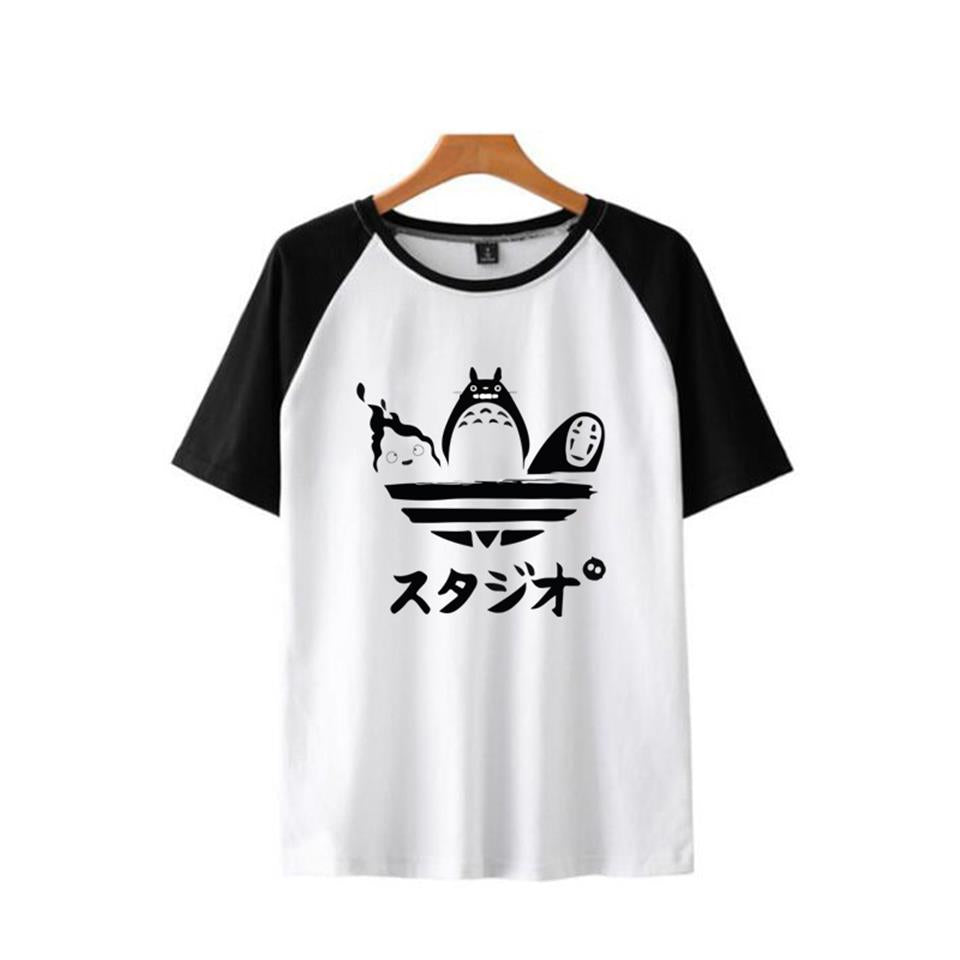 ESC BUTİK Totoro Friends Baskılı Reglan Kol Beyaz Unisex Oversize T-shirt