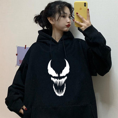 ESC BUTİK Touz Gothic Punisher Siyah Kapüşonlu Sweatshirt