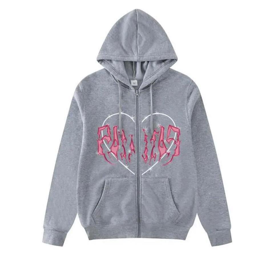 ESC BUTİK Touz Harajuku Pink Heart with Grey Spikes Hırka