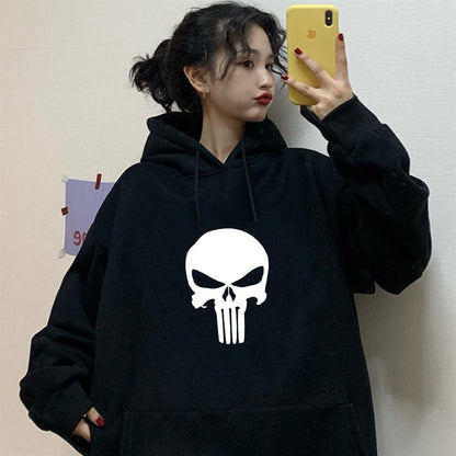 ESC BUTİK Touz Punisher Siyah Kapüşonlu Sweatshirt