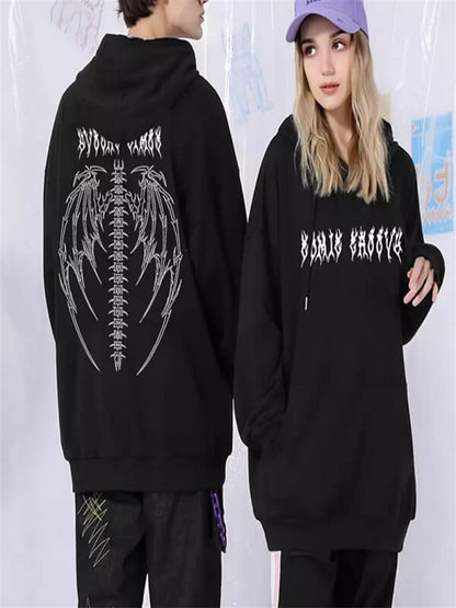 ESC BUTİK Touz Siyah Tribal Gothic Wings (Unisex) Kapşonlu