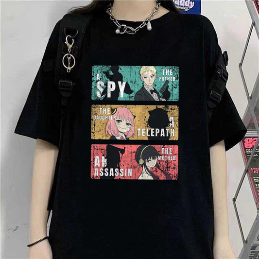 ESC BUTİK Triple Anime Kolaj Siyah Unisex Oversize T-shirt