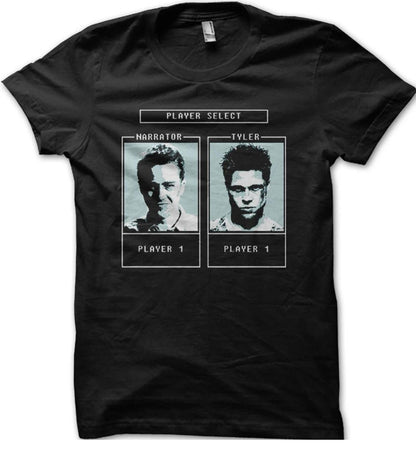 ESC BUTİK Tyler Durden Karakter Seçimi Detail Baskılı Siyah T-shirt