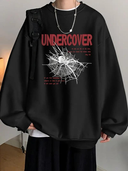 ESC BUTİK Undercover Siyah Unisex Oversize Bisiklet Yaka Sweatshirt