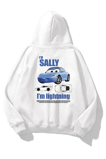 ESC BUTİK Unisex I'm Sally Cars Sweatshirt Beyaz