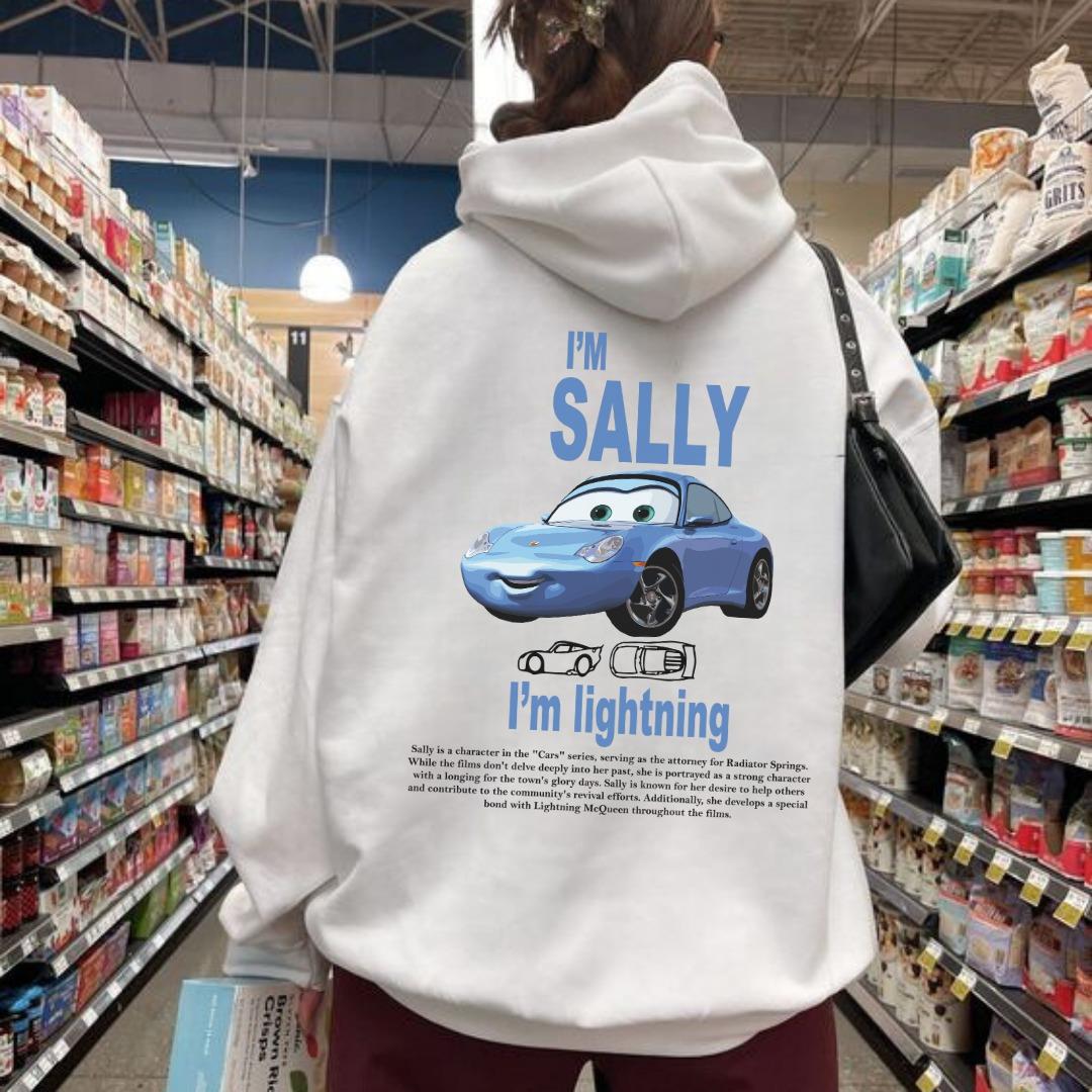 ESC BUTİK Unisex I'm Sally Cars Sweatshirt Beyaz