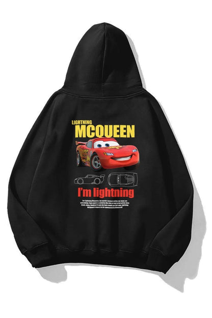 ESC BUTİK Unisex Lightning Mcqueen Cars Sweatshirt Siyah