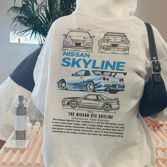 ESC BUTİK Unisex Nissan Skyline Sweatshirt Beyaz