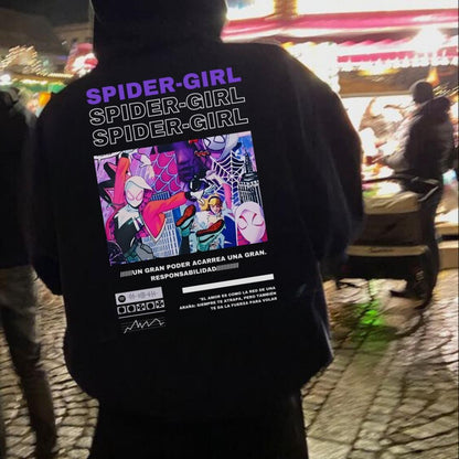 ESC BUTİK Unisex Spider Girl Sweatshirt Siyah