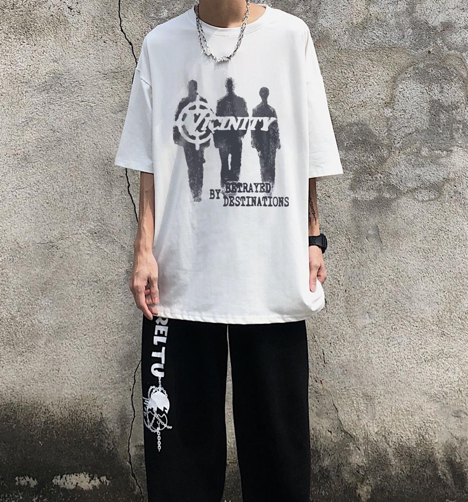 ESC BUTİK Vicinity Baskılı Beyaz Unisex Oversize T-shirt