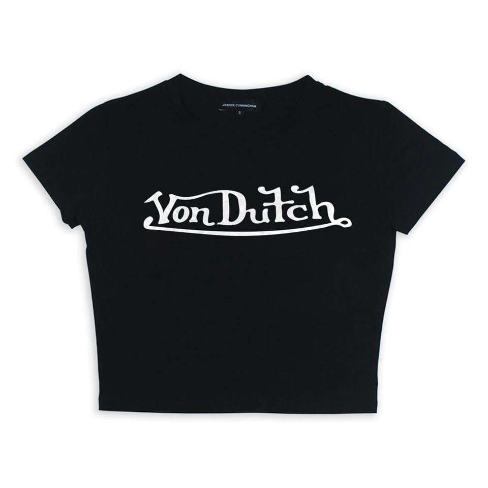 ESC BUTİK Von Dutch Baskılı Siyah Crop