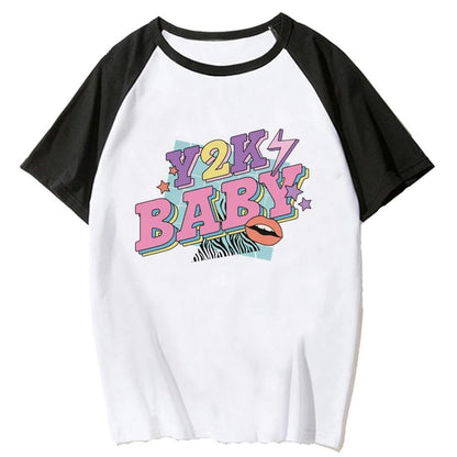 ESC BUTİK Y2k Baby Beyaz Reglan Kol Oversize T-shirt