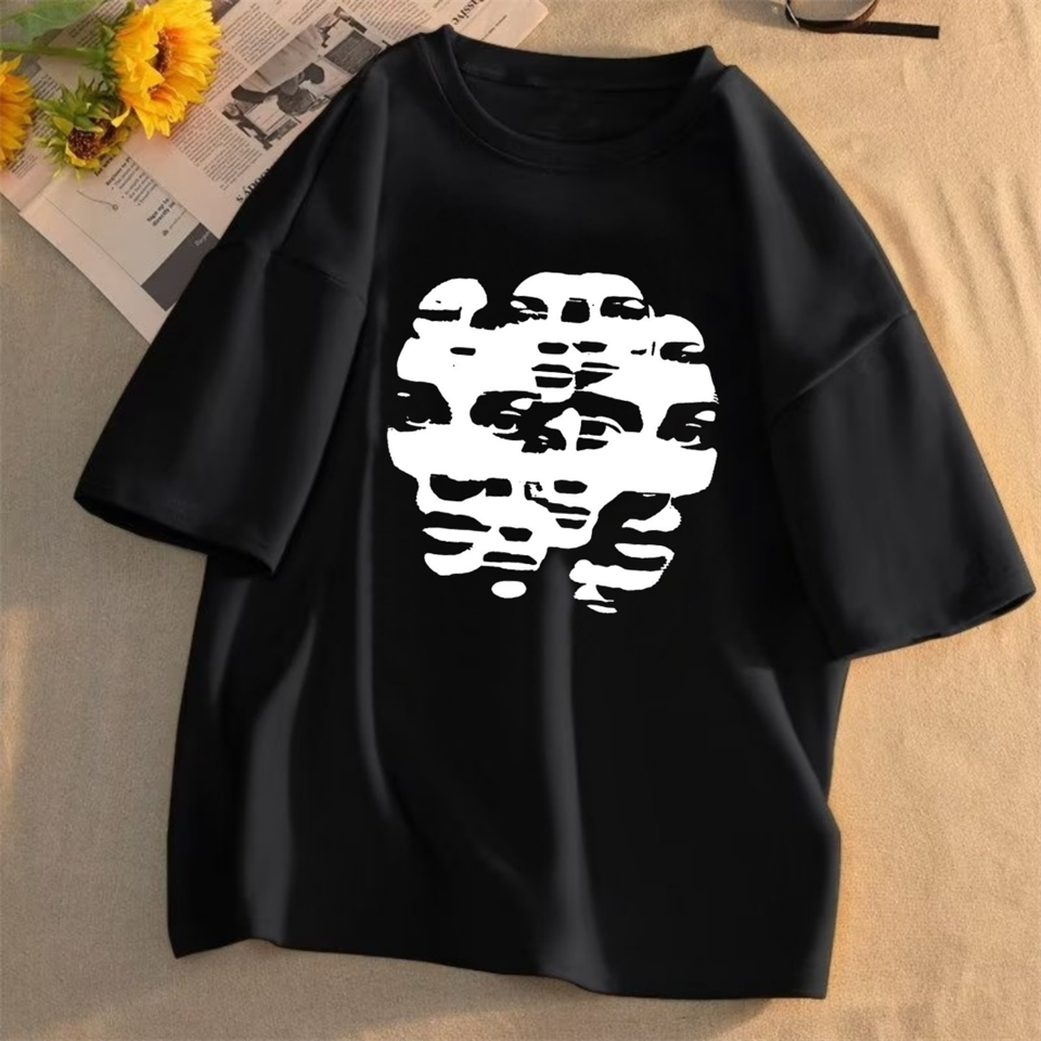 ESC BUTİK Y2k Face To Face Siyah Unisex Oversize T-shirt