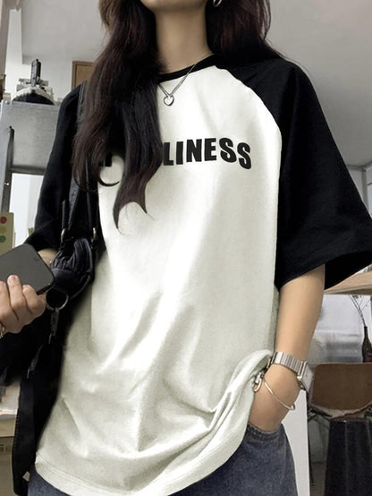 ESC BUTİK Y2k ORDEBLINESS Beyaz Reglan Kol Oversize T-shirt