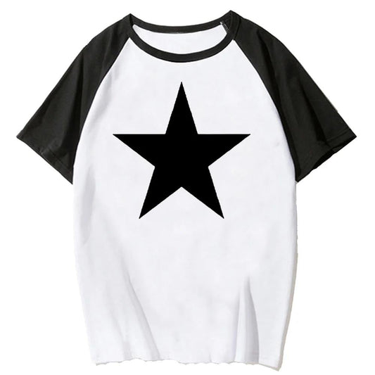 ESC BUTİK Y2k Star Beyaz Reglan Kol Oversize T-shirt