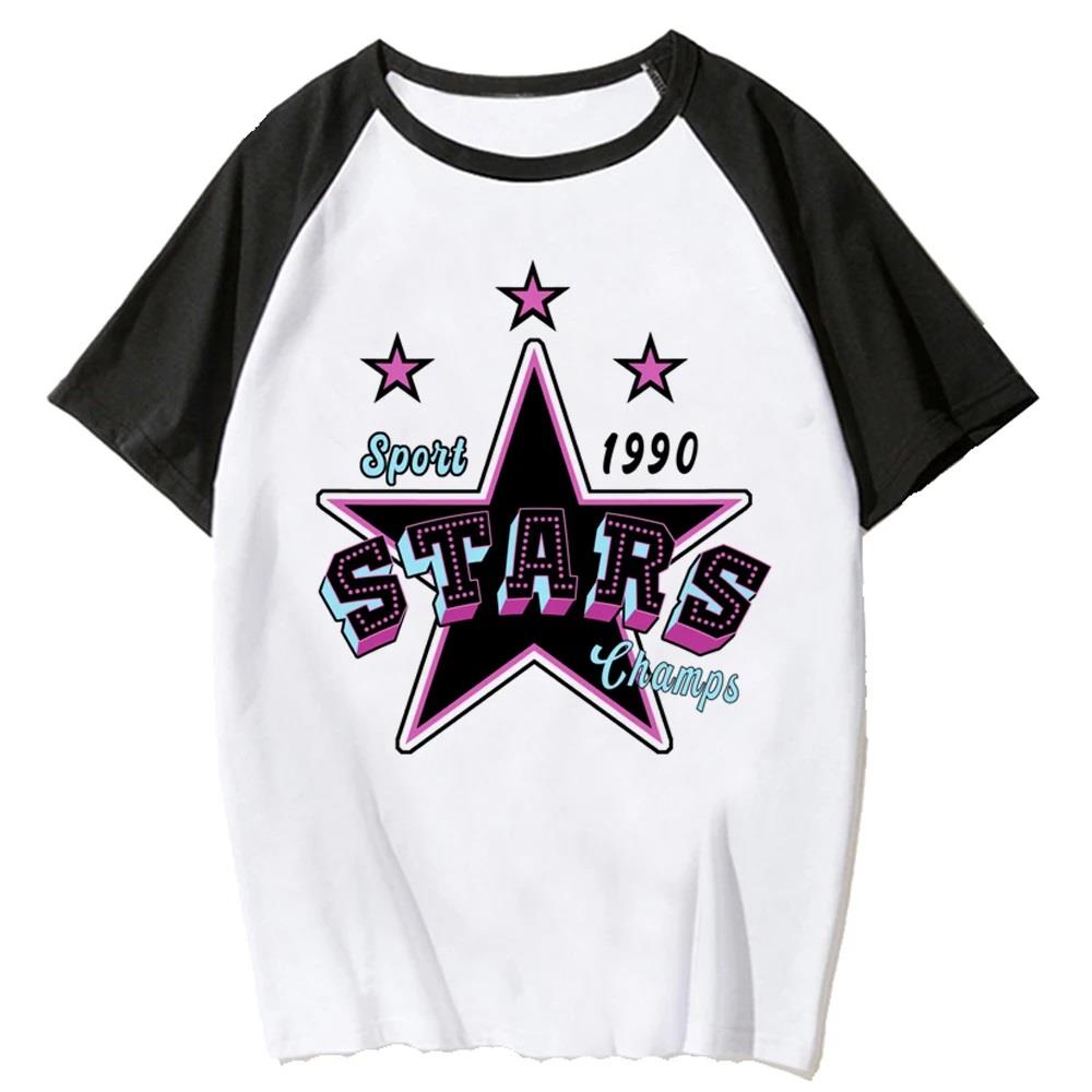 ESC BUTİK Y2k Star Beyaz Reglan Kol Oversize T-shirt