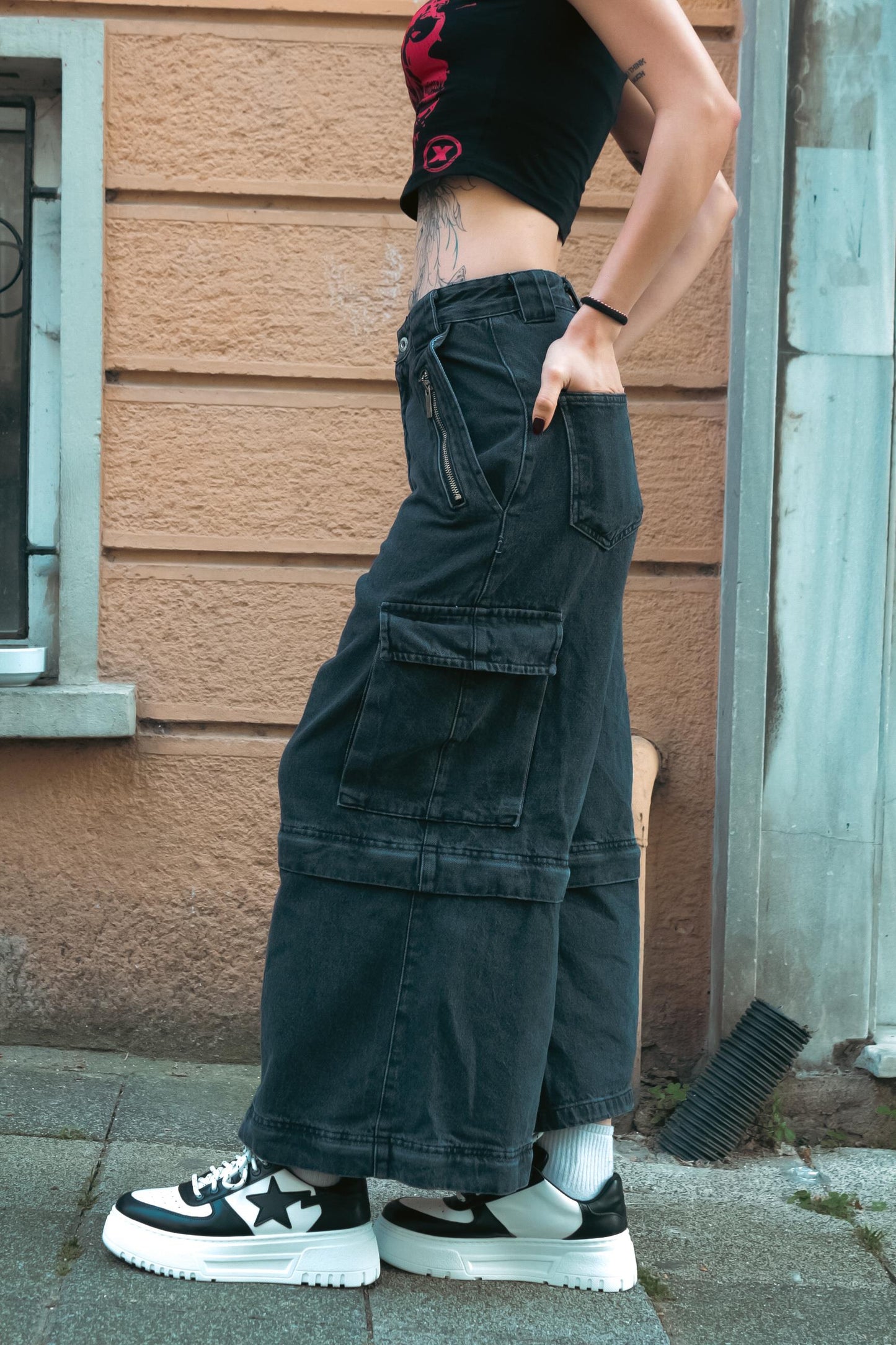 ESC BUTİK Y2K STREETWEAR BLACK DETAİL PANTOLON