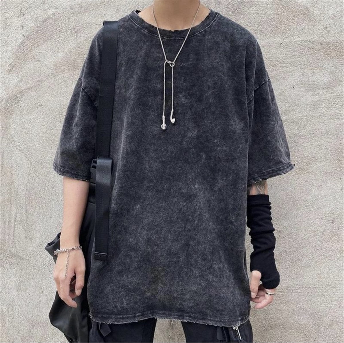 ESC BUTİK Yıkamalı Basic Oversize Unisex T-shirt