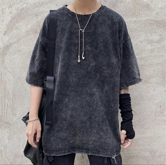 ESC BUTİK Yıkamalı Basic Oversize Unisex T-shirt