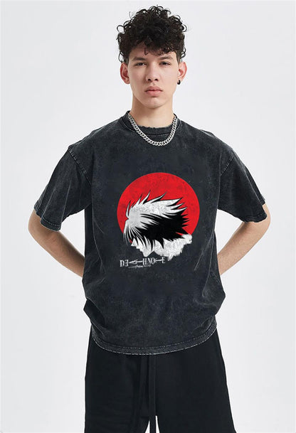 ESC BUTİK Yıkamalı Death Note L Unisex Eskitme T-shirt